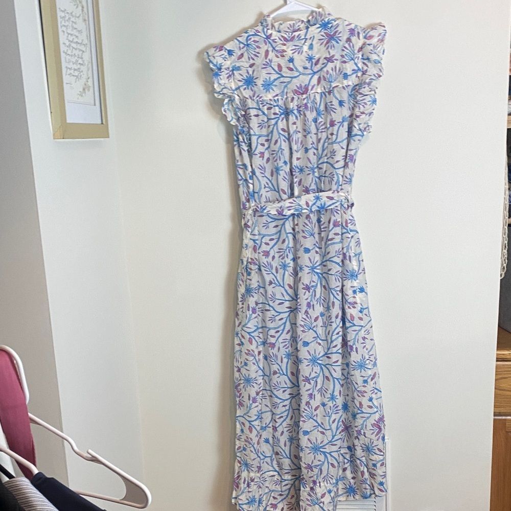 XIRENA April Ruffle Sleeves Dress In Ivory Blue Size M - Picture 8 of 8